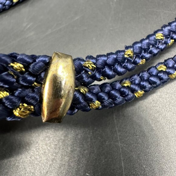 Vintage Braided Rope Belt Floral Enamel Seashell Buckle Gold Accents Asian Style - Picture 5 of 9